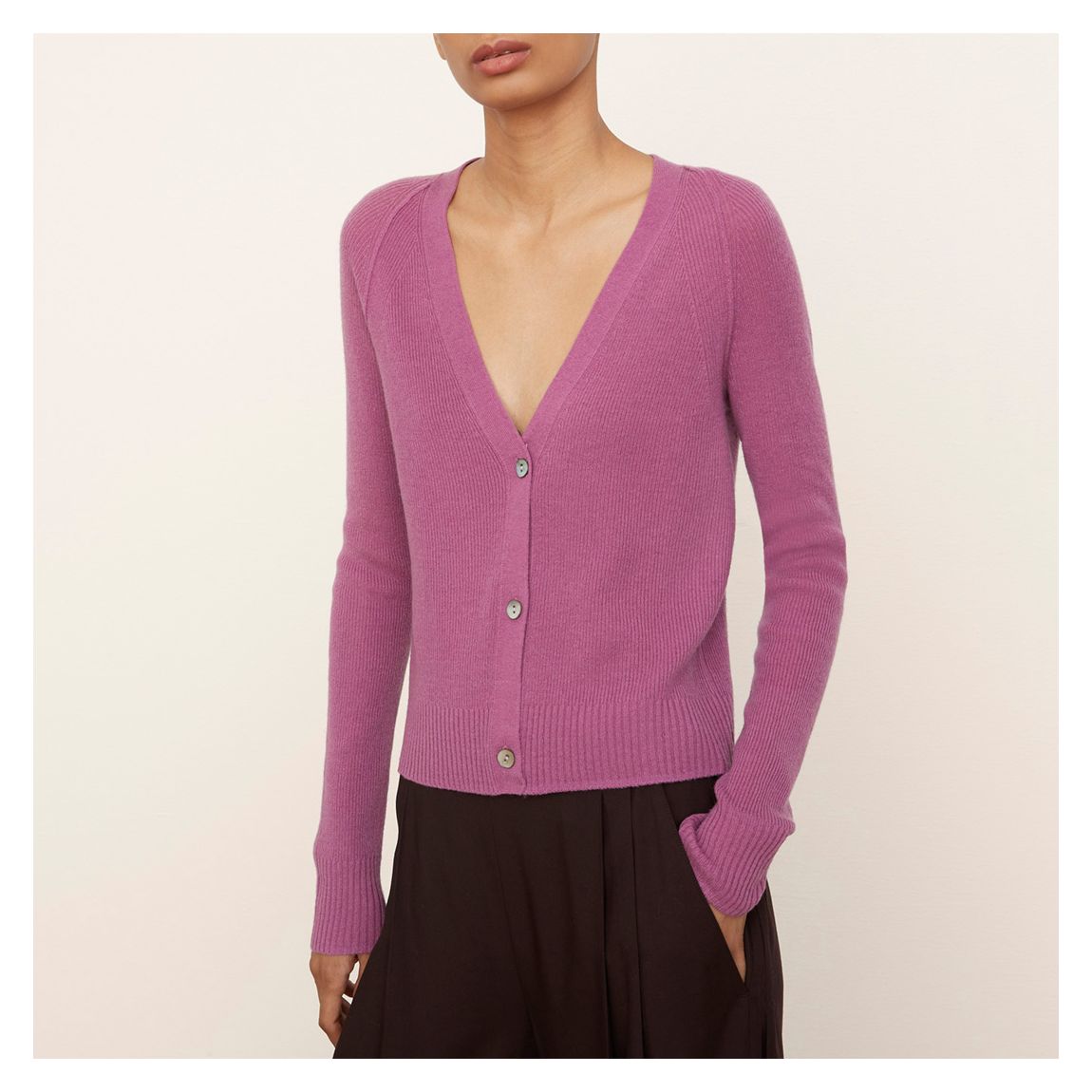 Pink Ribbed Cashmere Cardigan main product photo