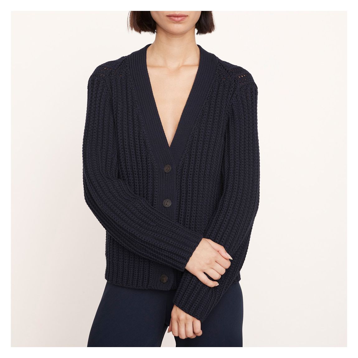 Black Wave Ribbed Cotton Cardigan main product photo