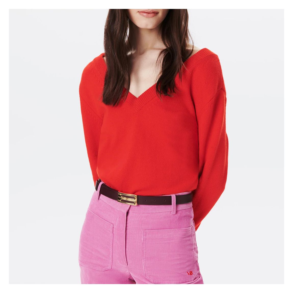 Red V-Neck Knit Cashmere Blend Jumper main product photo