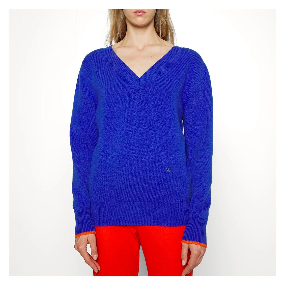 Blue V-Neck Knit Cashmere Blend Jumper main product photo