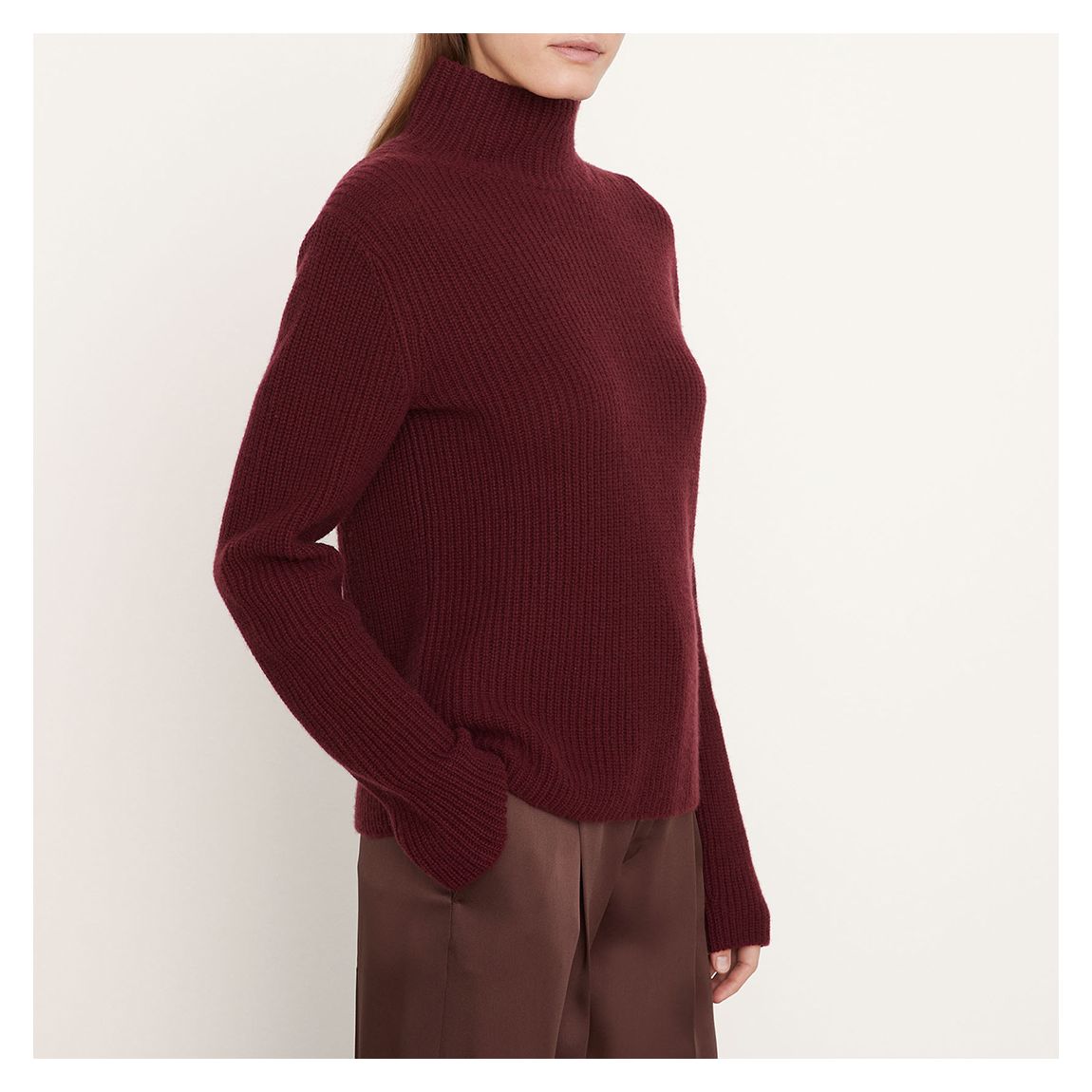 Burgundy Cashmere Shaker Turtleneck Jumper main product photo