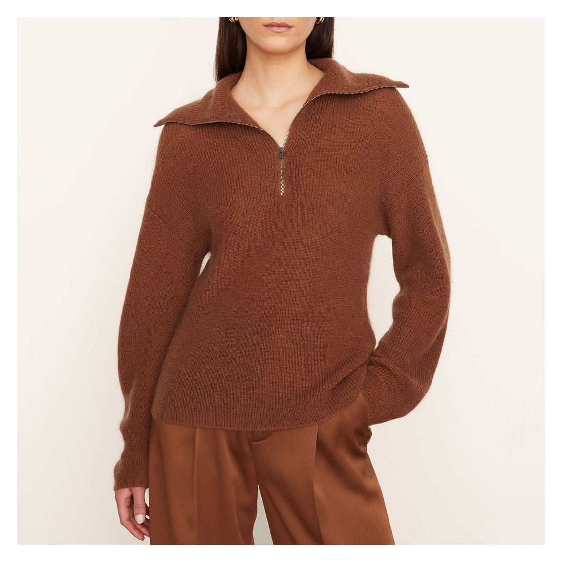 Tan Half Zip Wool Blend Jumper main product photo