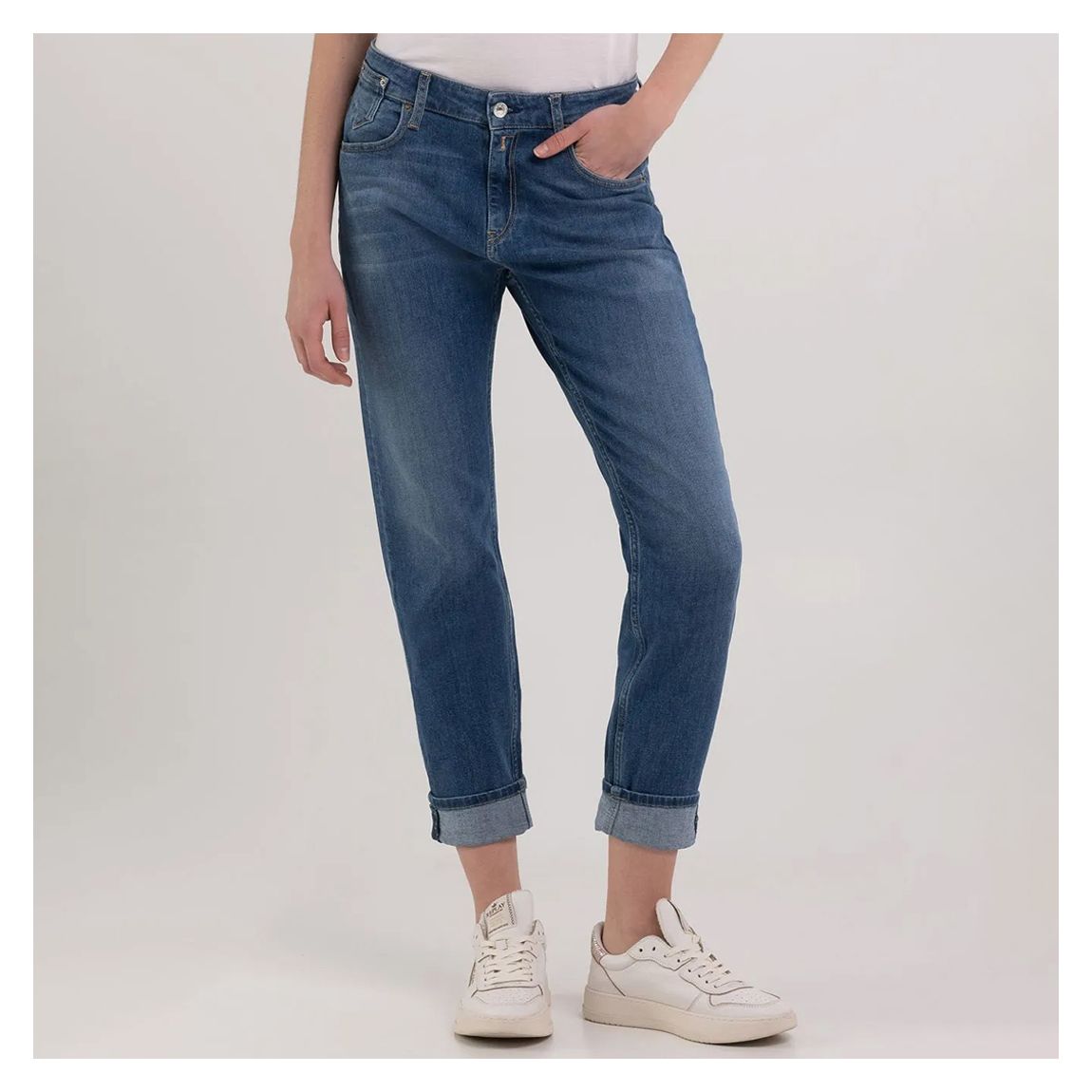 Mid Blue Marty Boyfriend Stretch Jeans main product photo