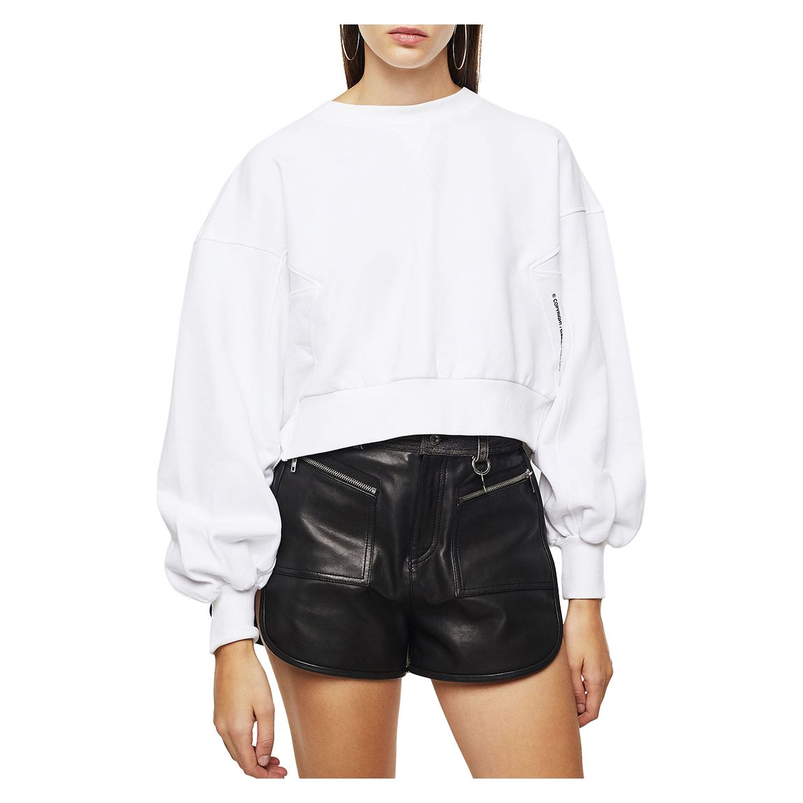White Balloon Sleeve Cotton Sweatshirt main product photo