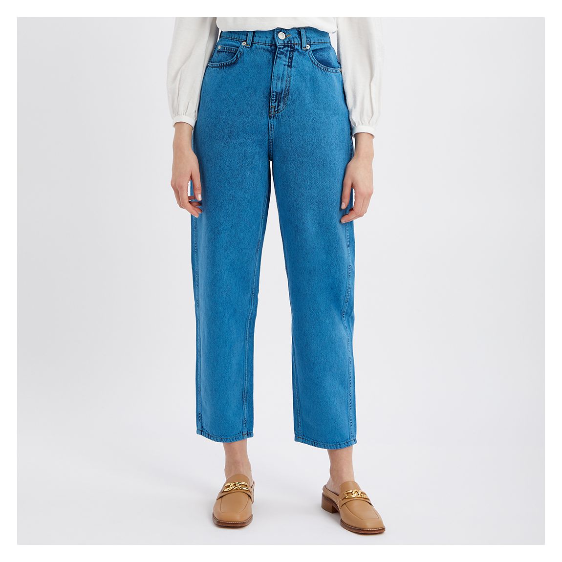 Dark Blue Barrel Leg Jeans main product photo