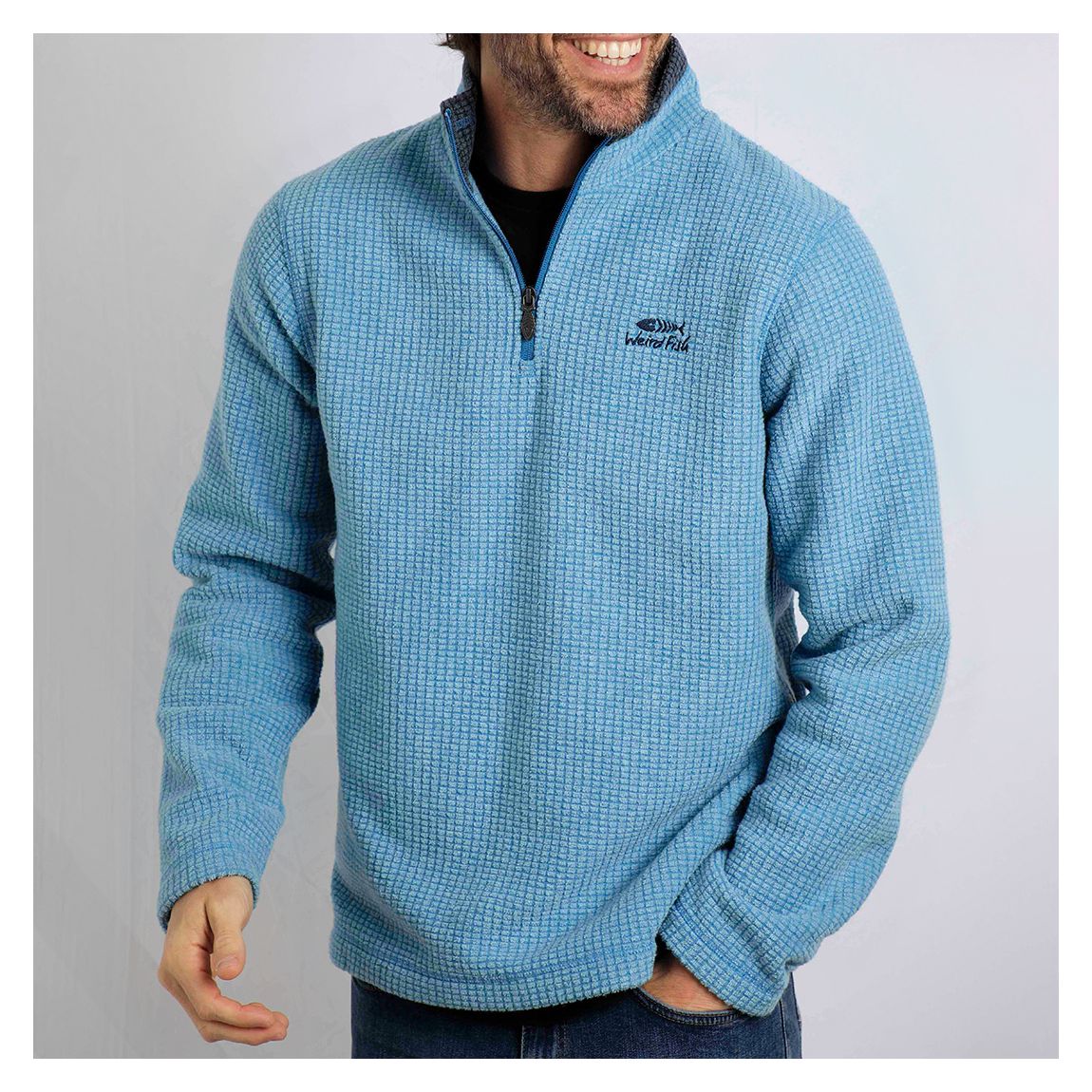 Blue Newark 1/4 Zip Grid Fleece main product photo