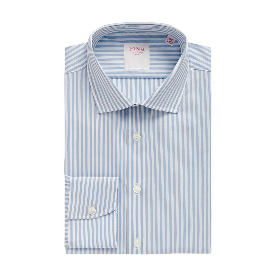Pale Blue Bengal Stripe Tailored Fit Cotton Shirt main product photo