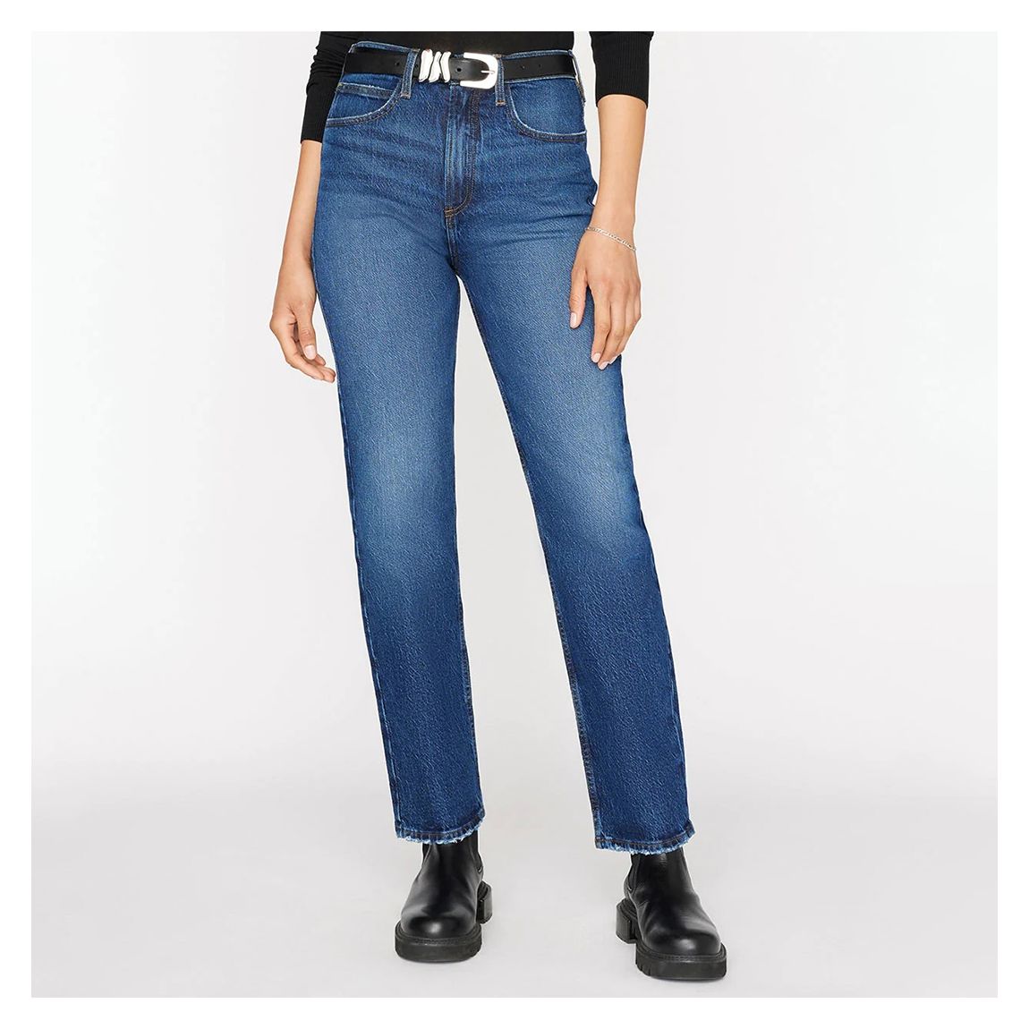 Mid Blue Le Pixie High N Tight Straight Stretch Jeans main product photo