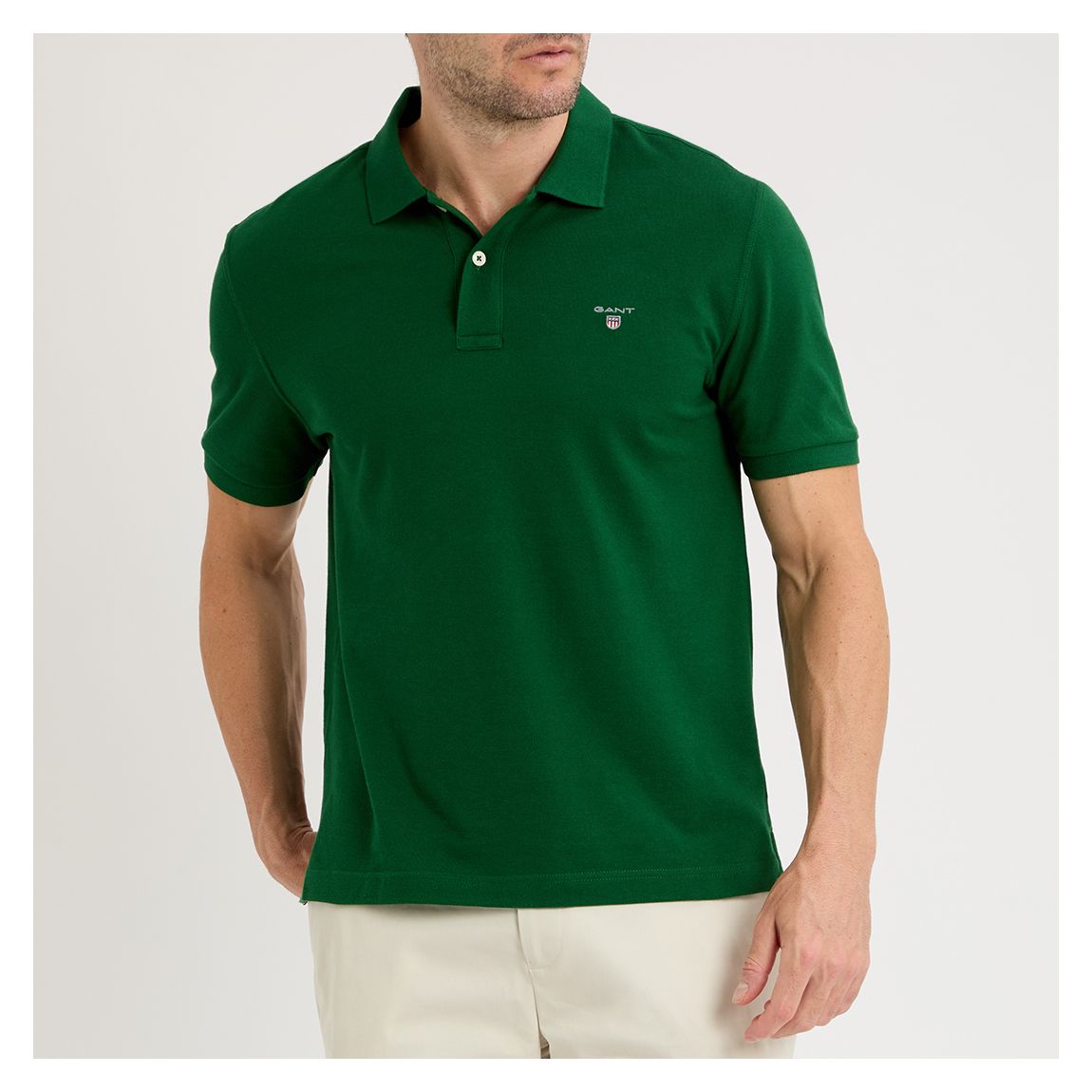 Green Embroidered Shield Logo Cotton Polo Shirt main product photo