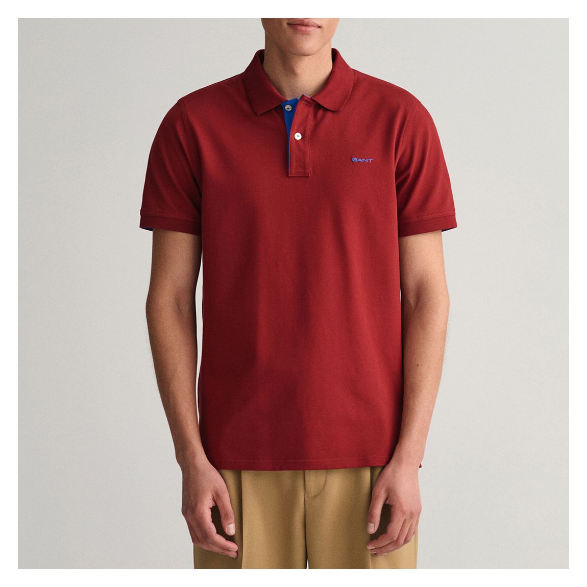Red Contrast Pique Cotton Polo Shirt main product photo