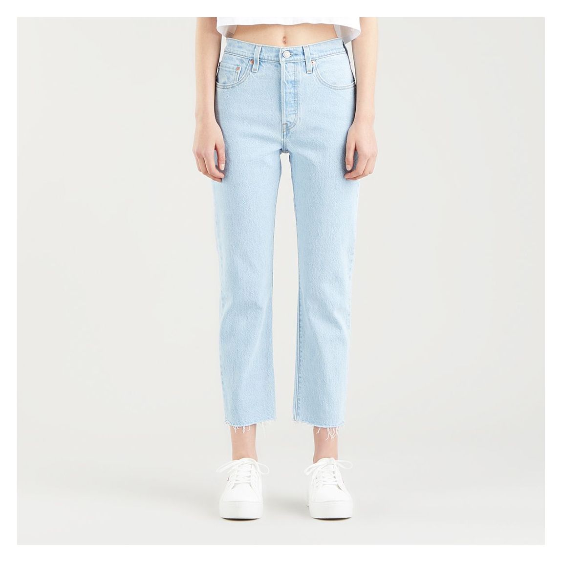 Pale Blue 501® Cropped Stretch Jeans main product photo