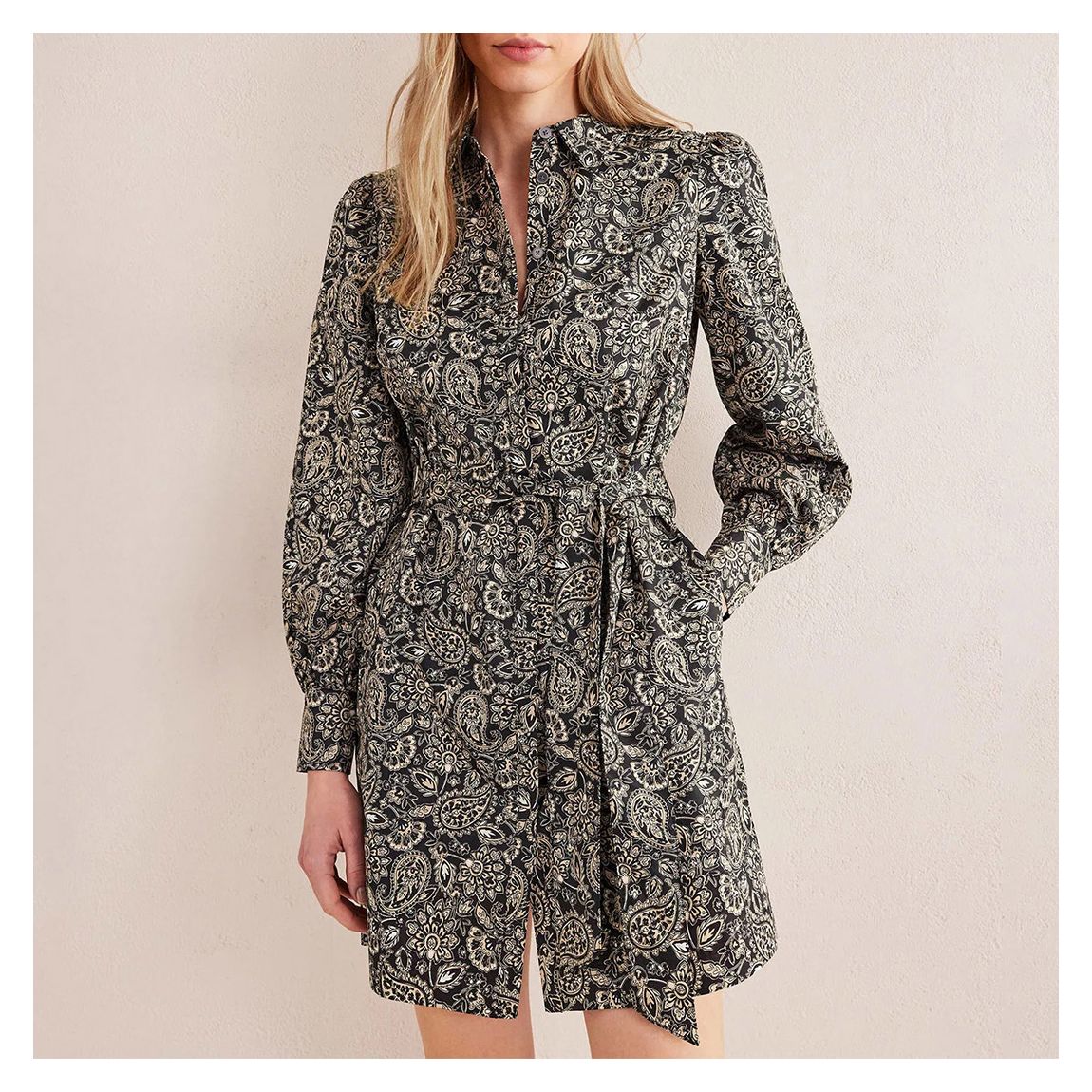 Black Paisley Mini Shift Shirt Dress main product photo
