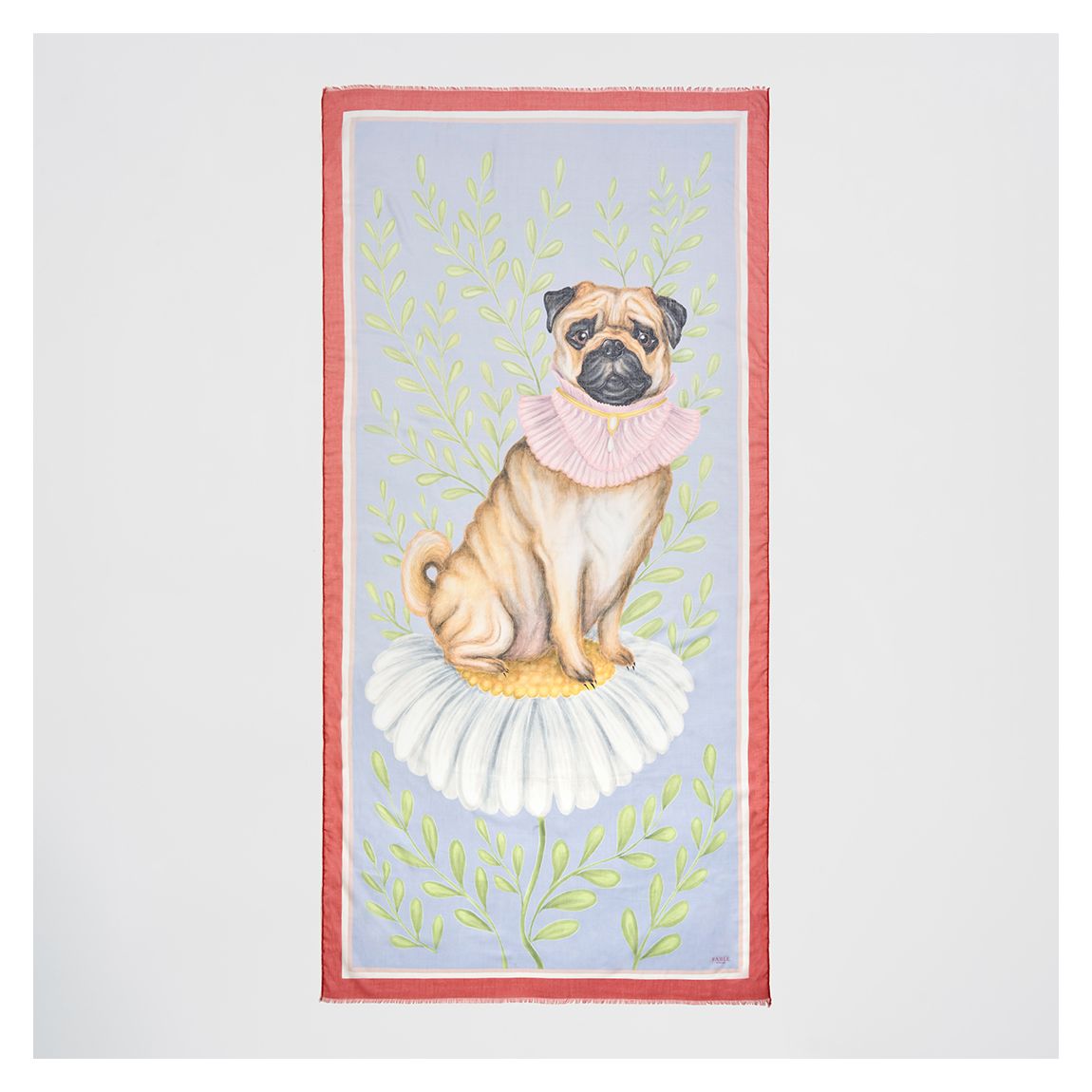 Blue Catherine Rowe Pet Portraits Pug Lightweight Scarf main product photo