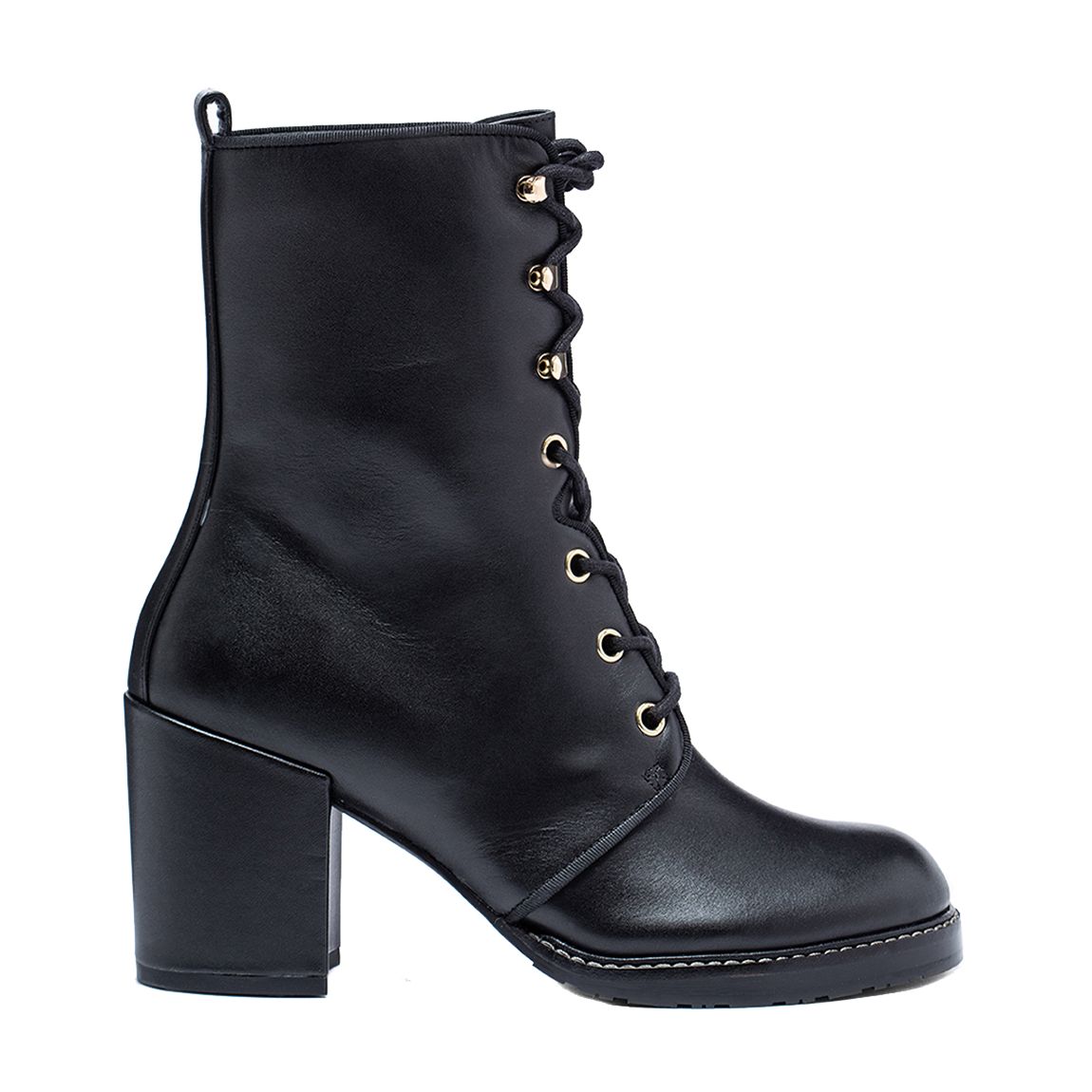 Black Leather Cassey 75 Heeled Ankle Boot main product photo