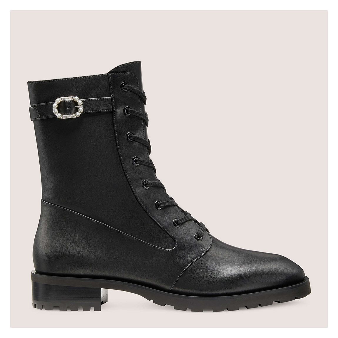 Black Leather Dazzle Combat Boot main product photo