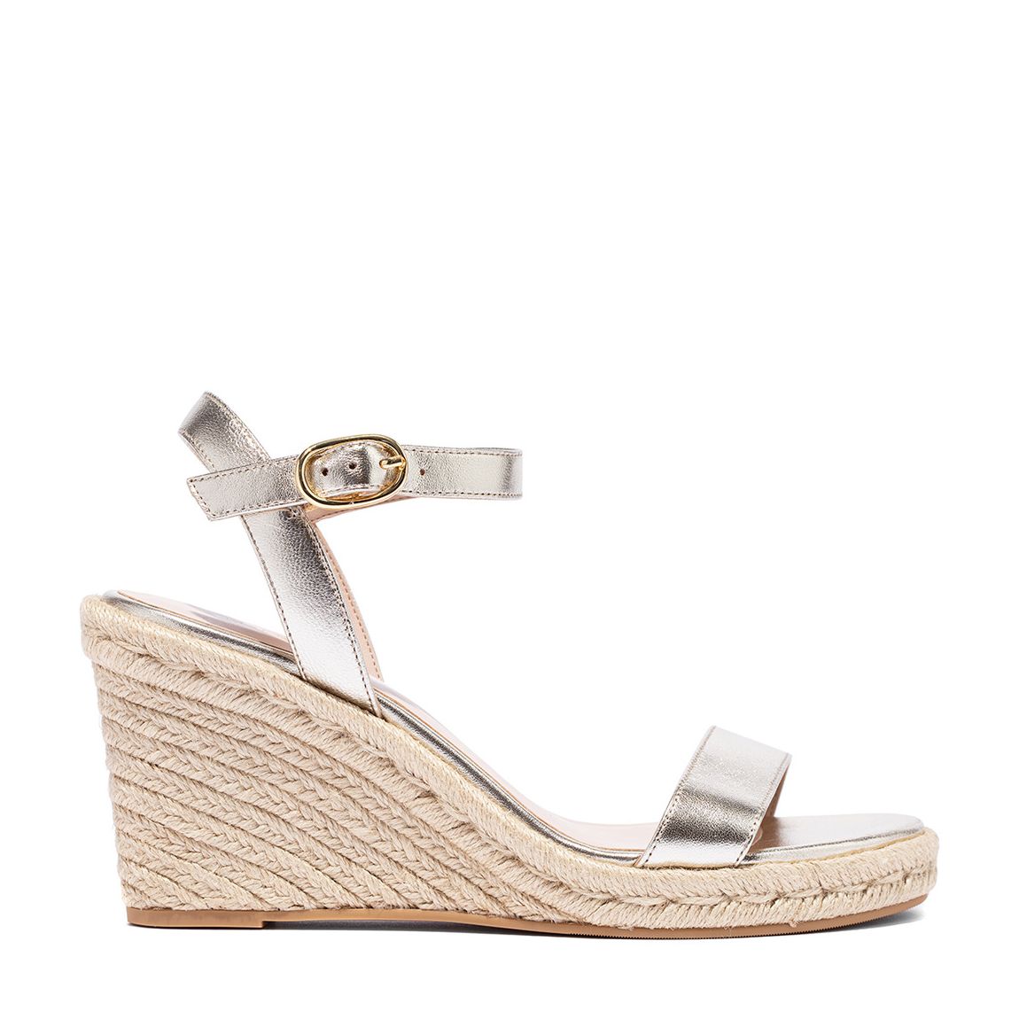 Platino Silver Teddy Wedge Espadrille Sandals main product photo