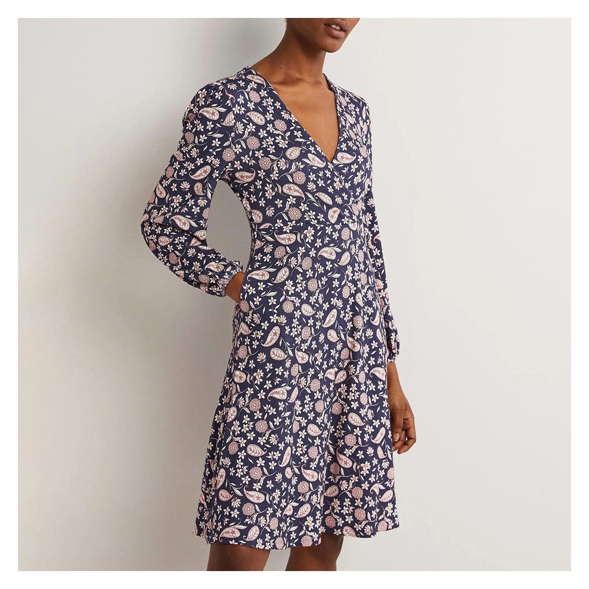 Navy Wrap Jersey Dress main product photo