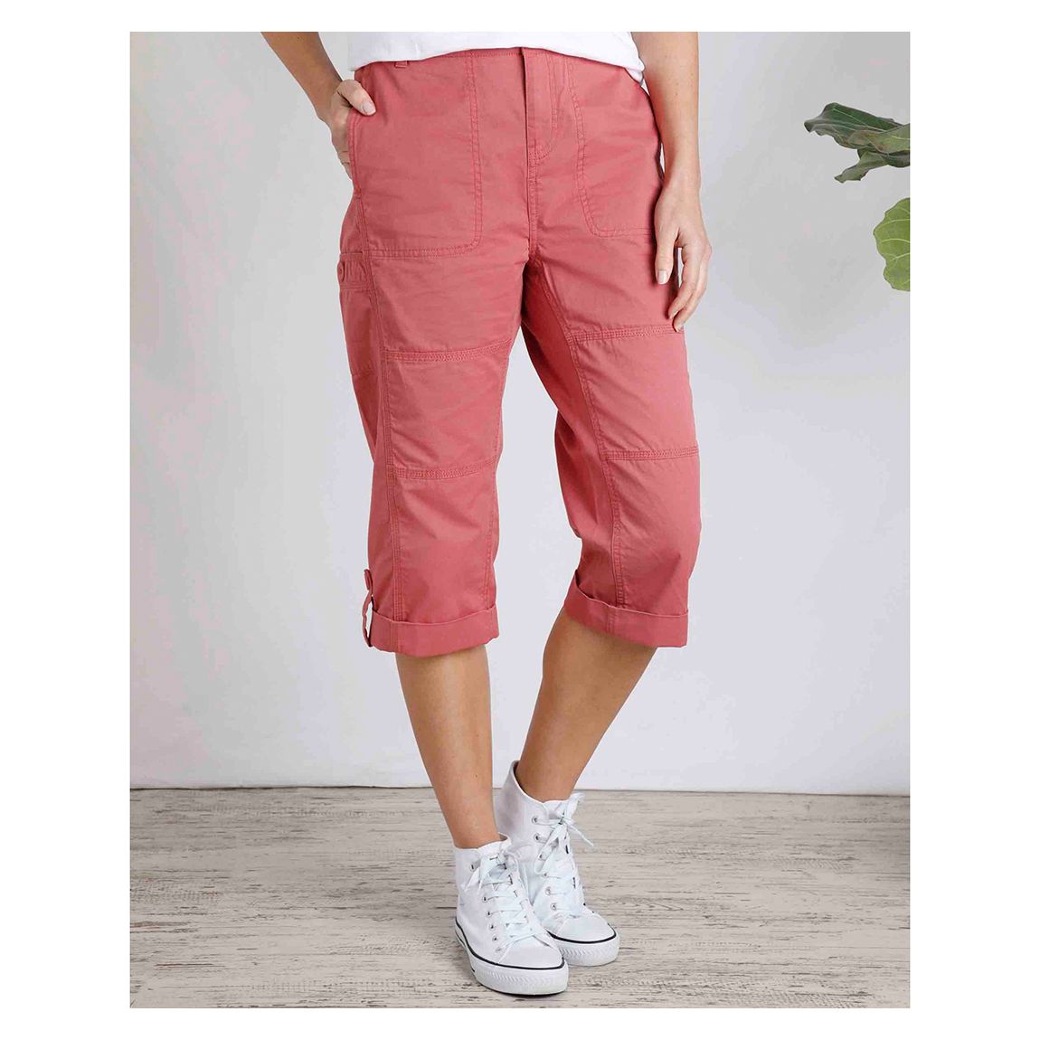 Pink Salena 3/4 Length Cotton Trousers main product photo