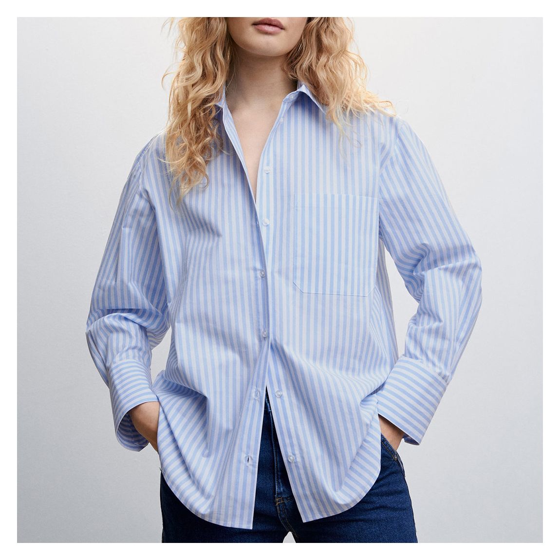 Sky Blue Oversize Striped Shirt main product photo