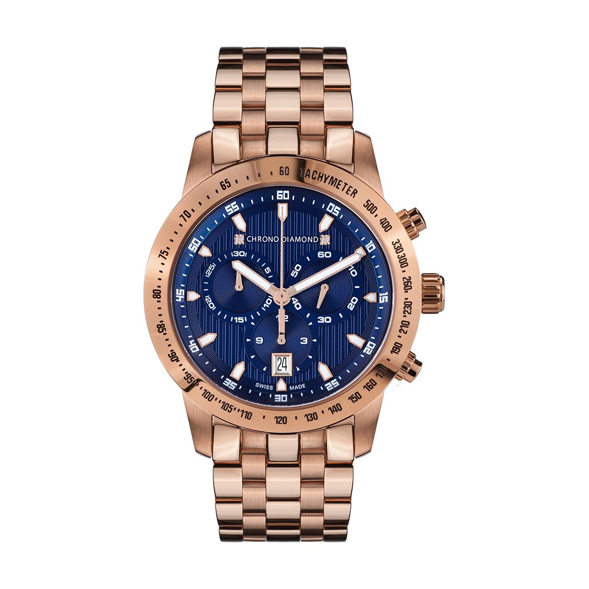 Men's Blue/Gold Chrono Diamond Theseus Swiss Watch 43Mm main product photo