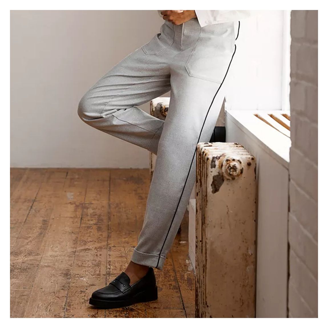 Grey Subtle Check Tapered Trousers main product photo