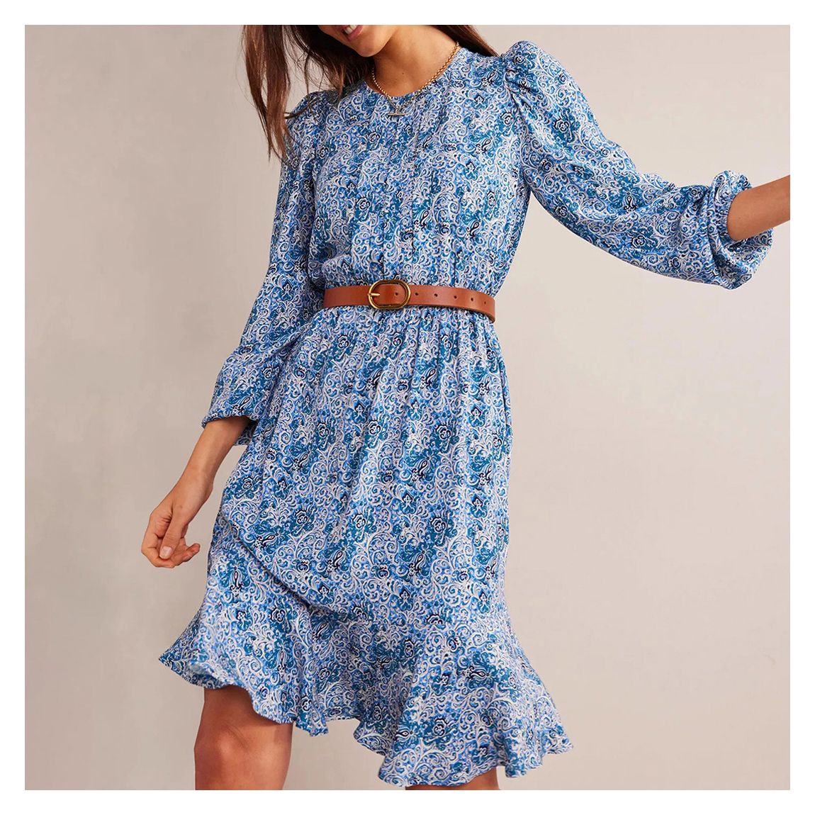 Blue Pleated Peplum Mini Dress main product photo