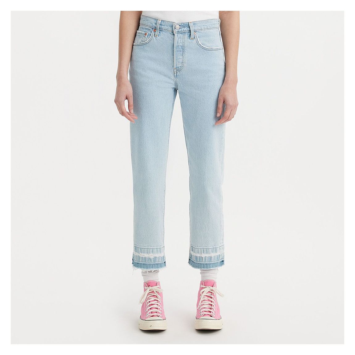 Pale Blue 501® Cropped Stretch Jeans main product photo