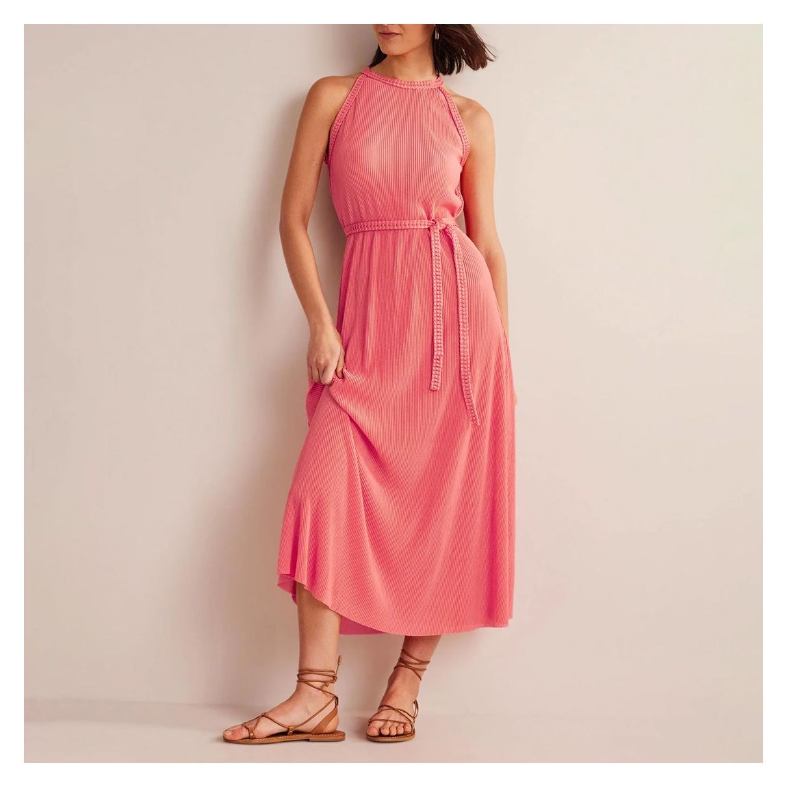 Coral Plisse Maxi Dress main product photo