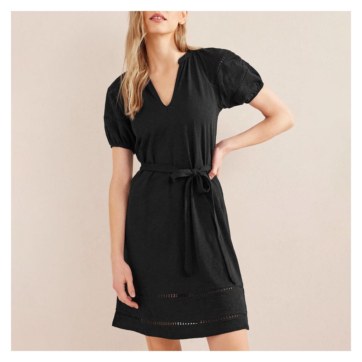 Black Trim Detail Jersey Dress main product photo