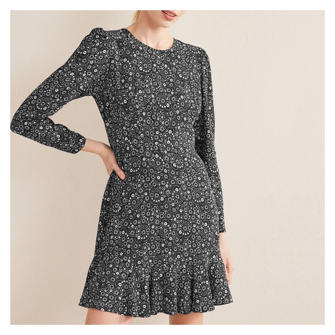 Black Flippy Long Sleeve Mini Dress main product photo
