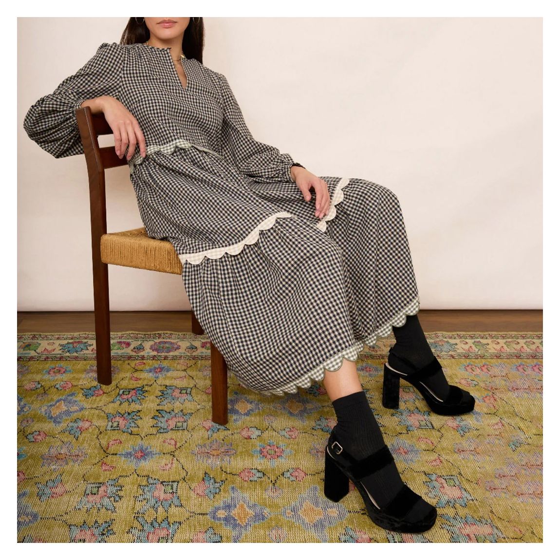 Gingham Selena Scallop Dress main product photo