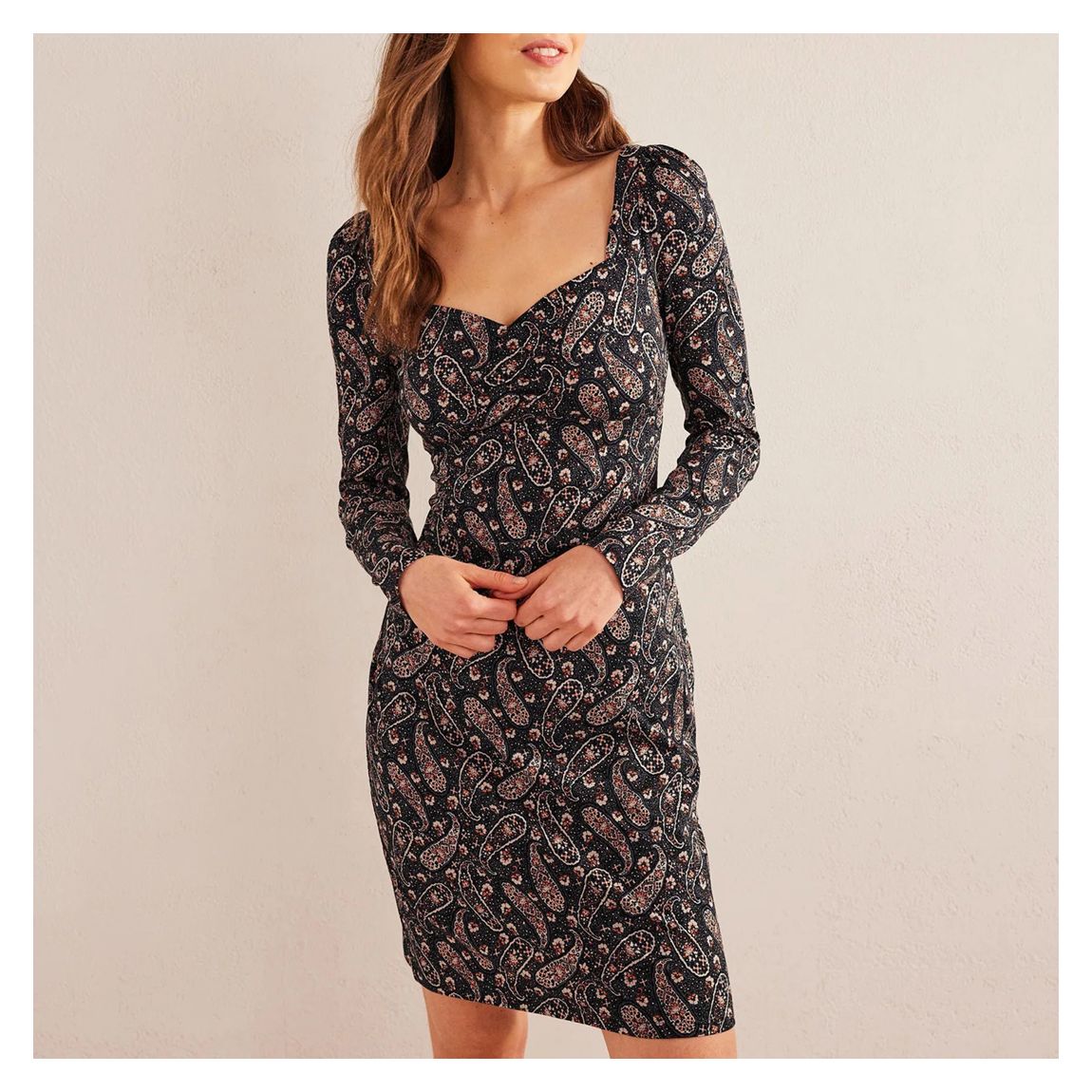 Black Paisley Sweetheart Jersey Dress main product photo