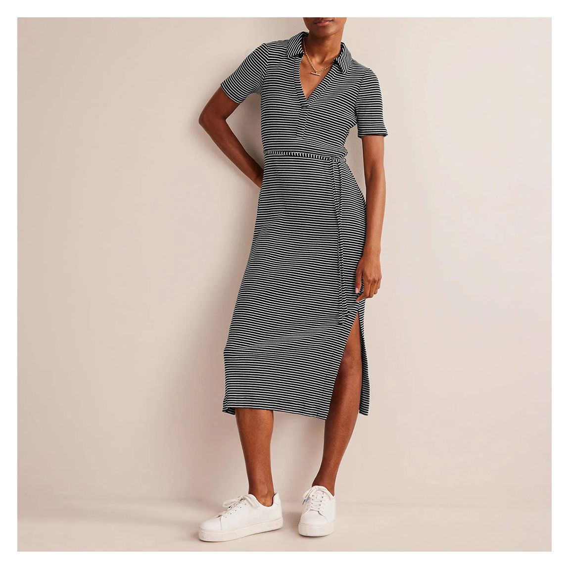Black Ribbed Jersey Midi Dress main product photo