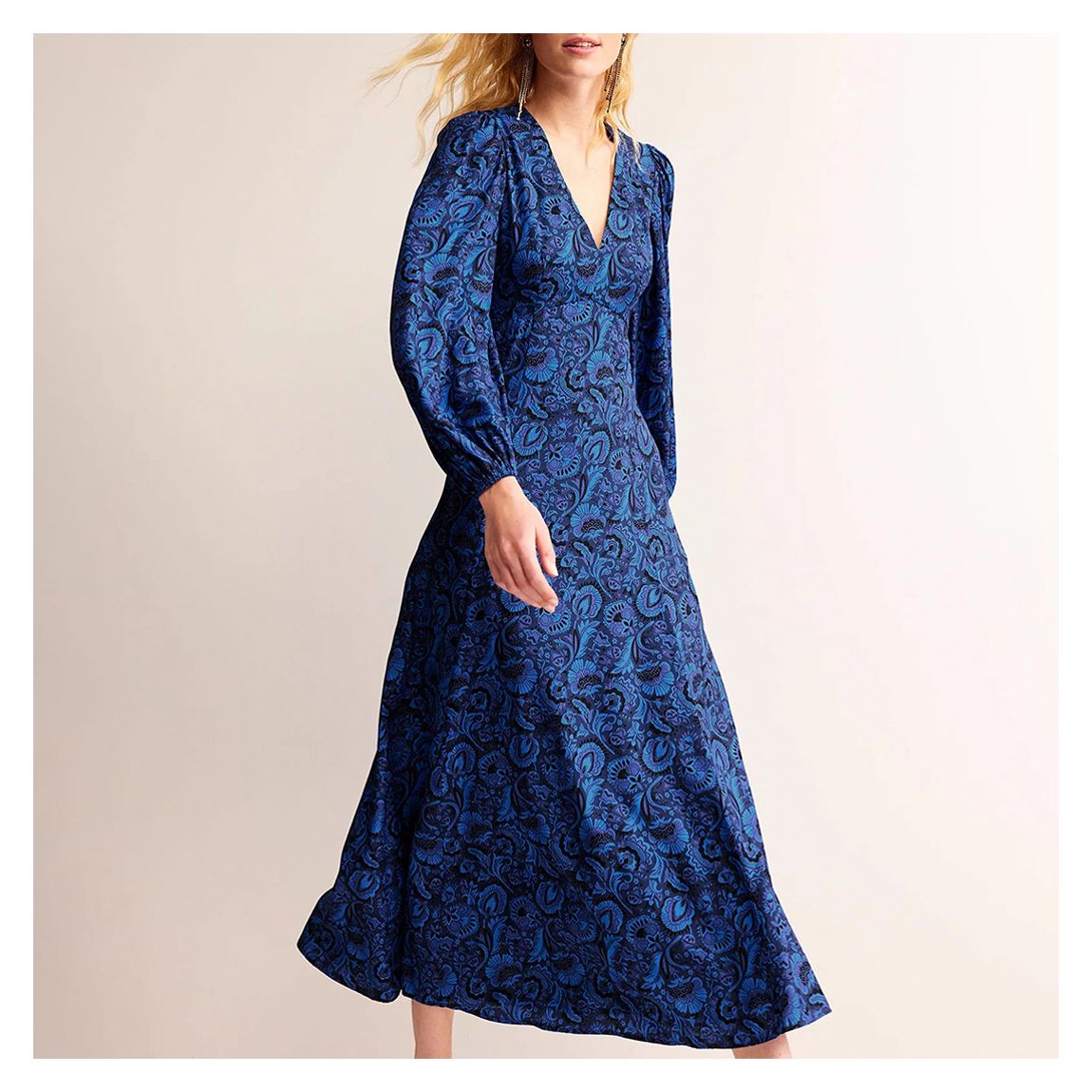 Blue Maxi Silk Blend Tea Dress main product photo