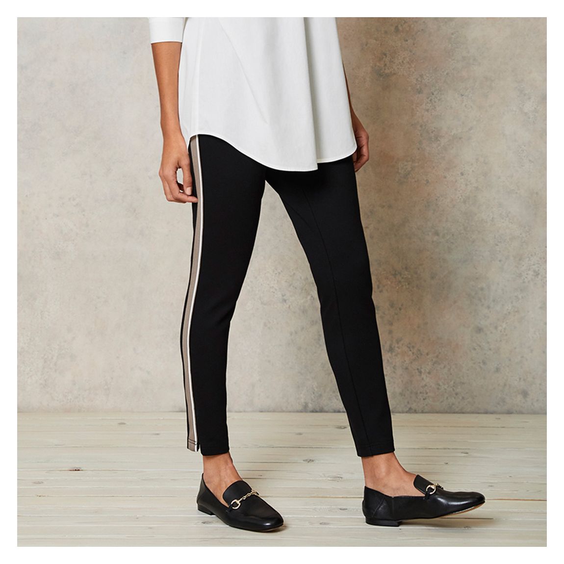 Black Side Striped Treggings main product photo