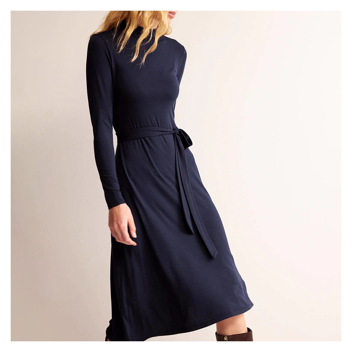 Navy Alberta Jersey Midi Dress main product photo