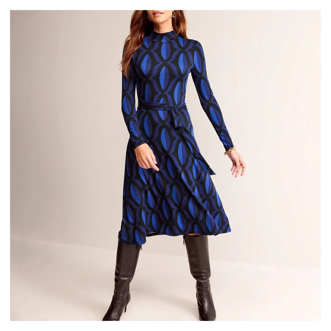 Navy Alberta Jersey Midi Dress main product photo