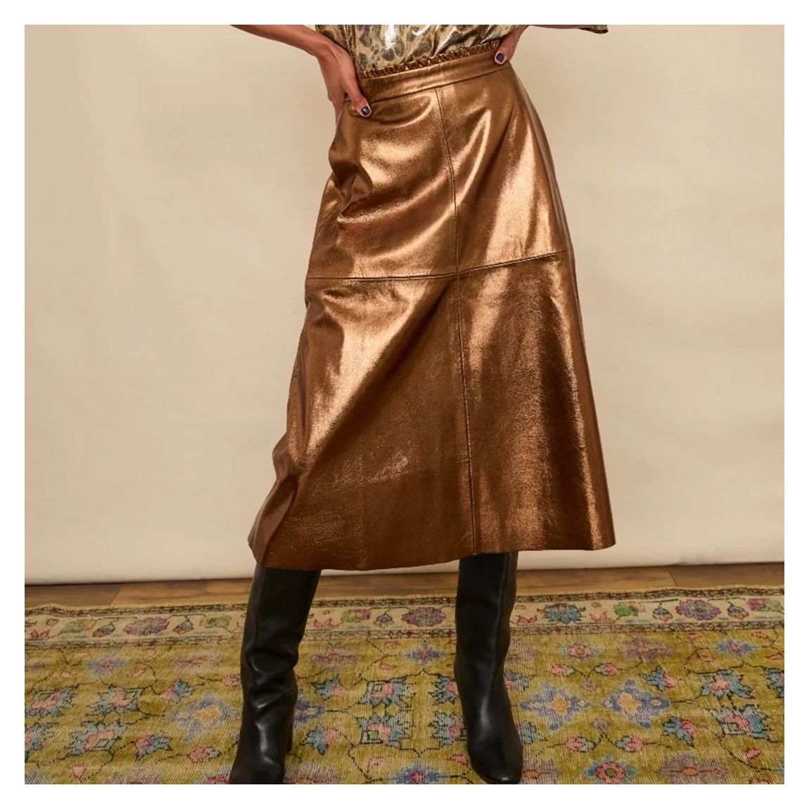 Bronze Lateisha Faux Leather Skirt main product photo