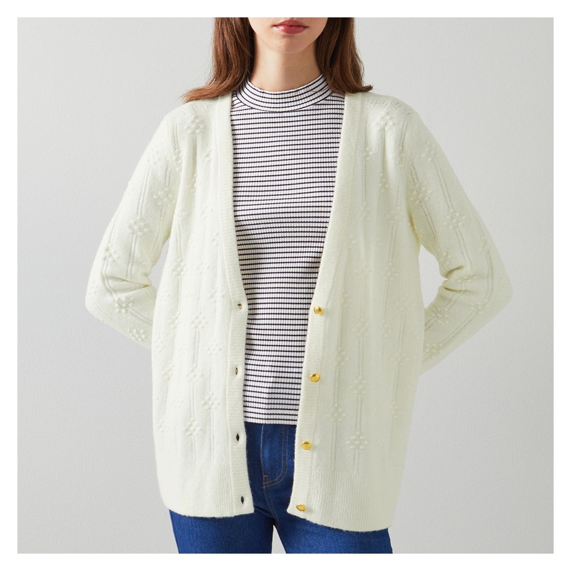 Cream Orla Cashmere Blend Cardigan main product photo