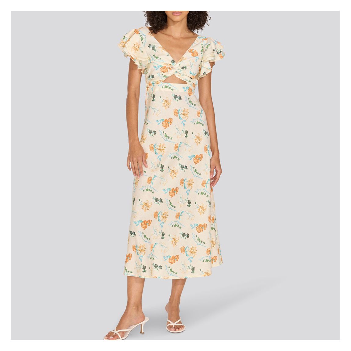 The Renata Dress-Floral Print Cream main product photo