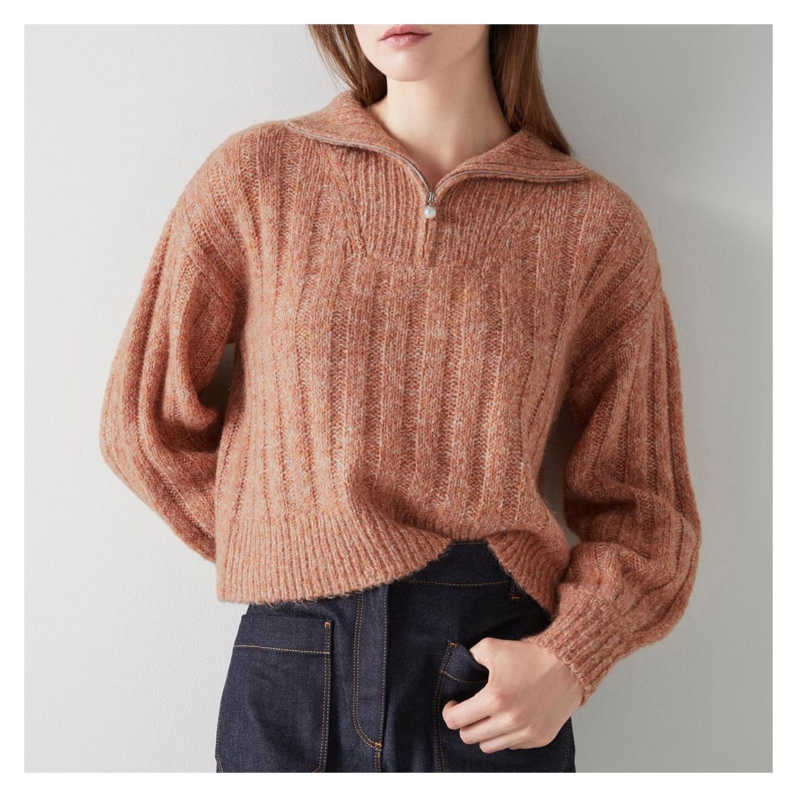 Dusty Pink Pernille Half Zip Jumper main product photo