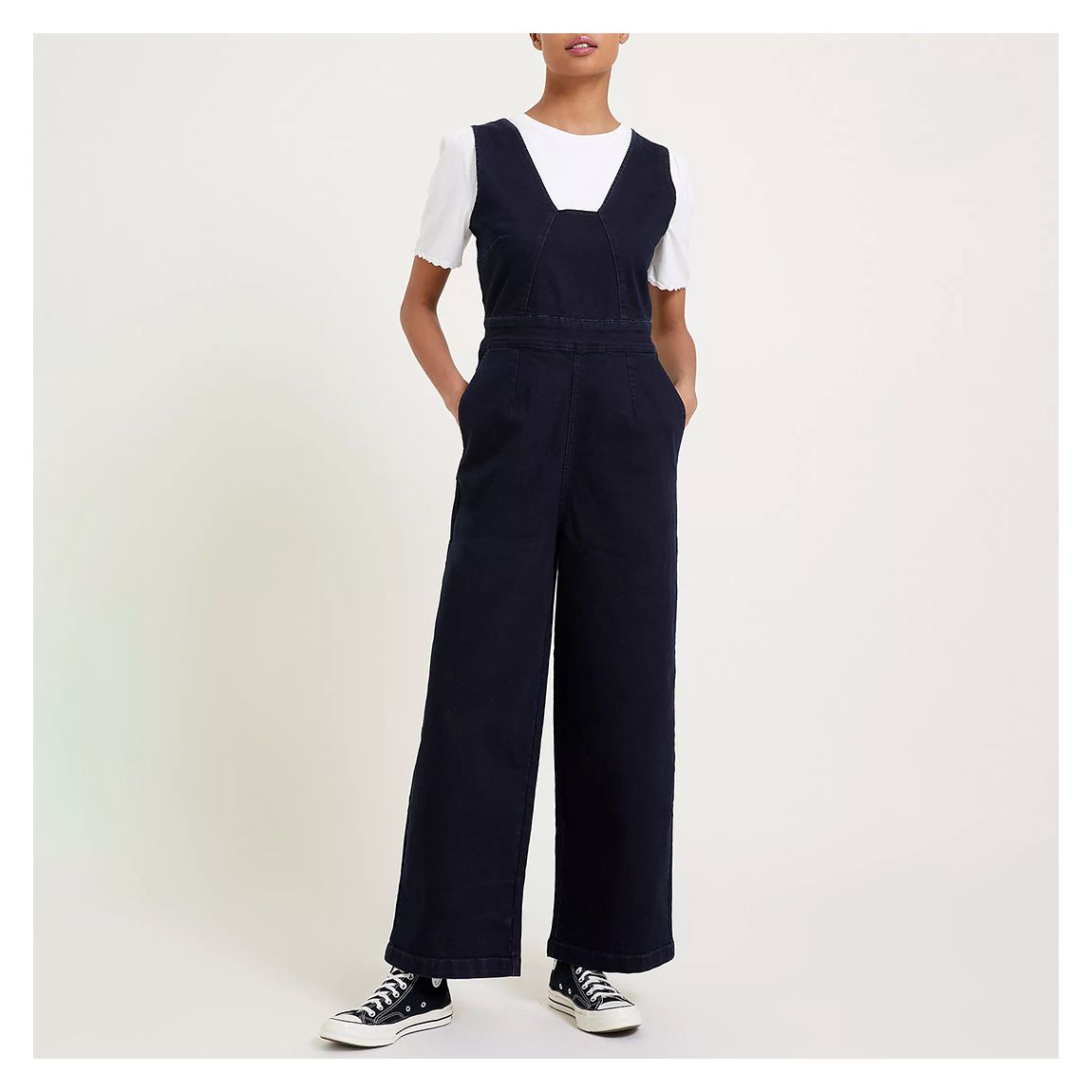Dark Blue Denim Sleeveless Jumpsuit main product photo