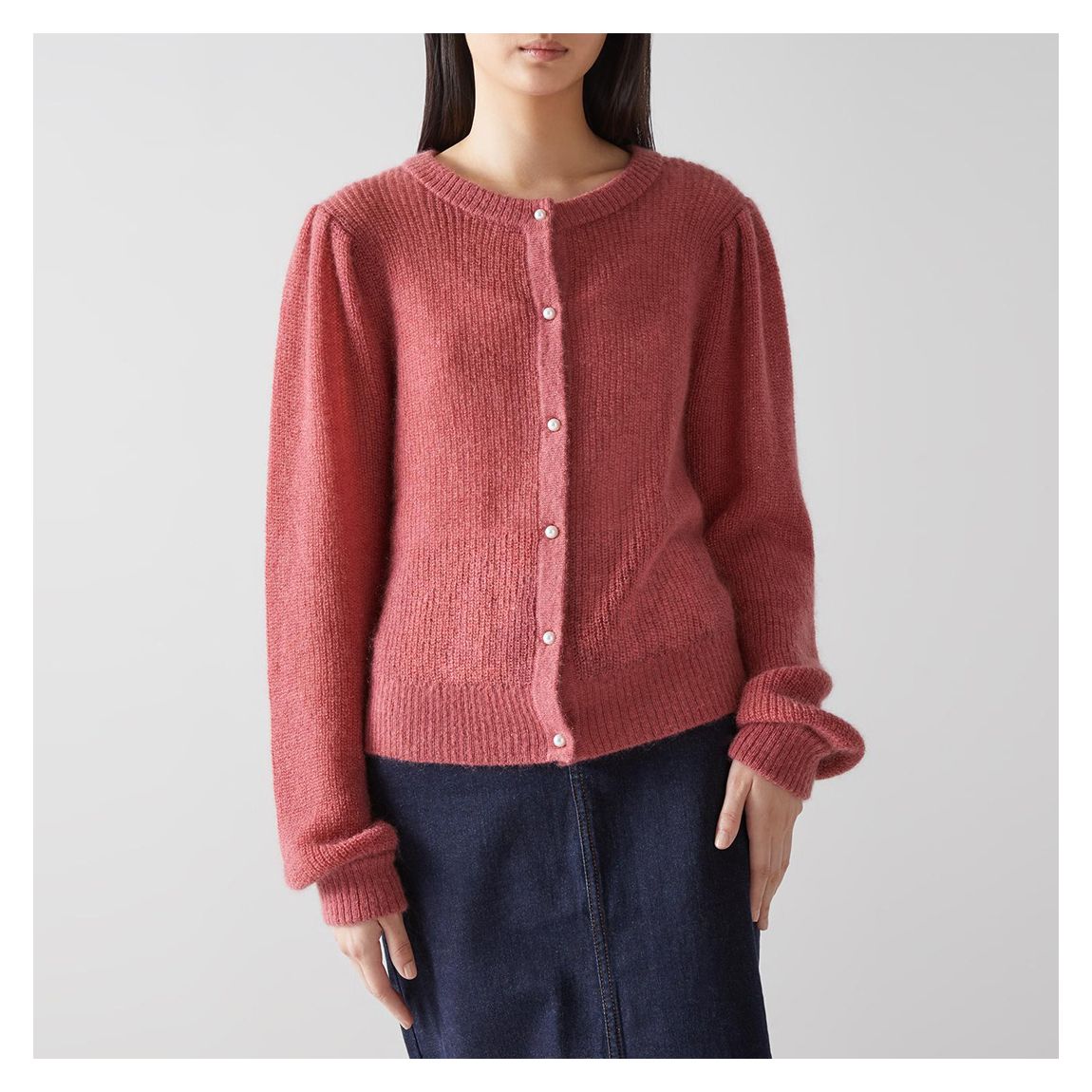 Dark Pink Gina Wool Blend Cardigan main product photo