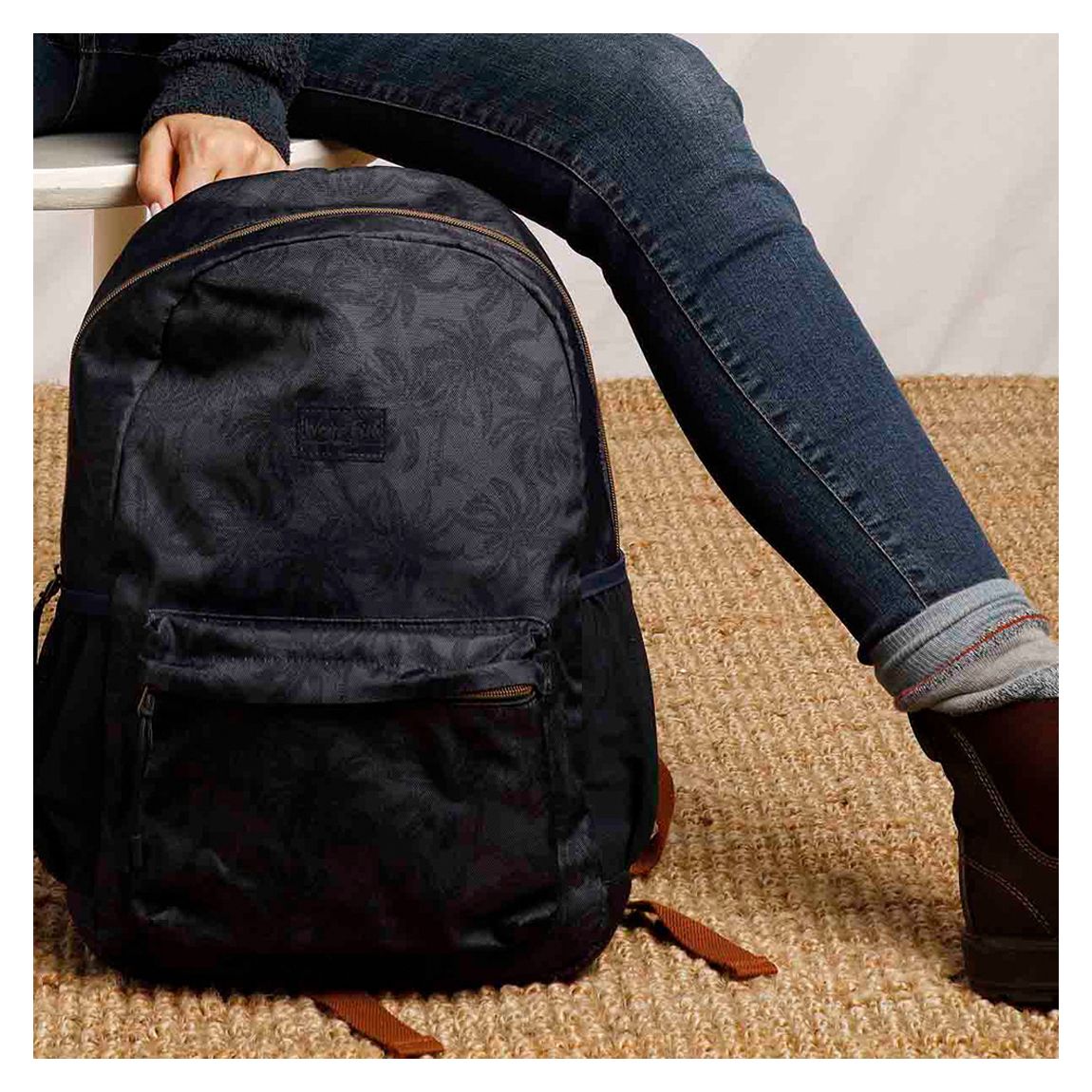 Navy Daisy Printed Cotton Backpack main product photo