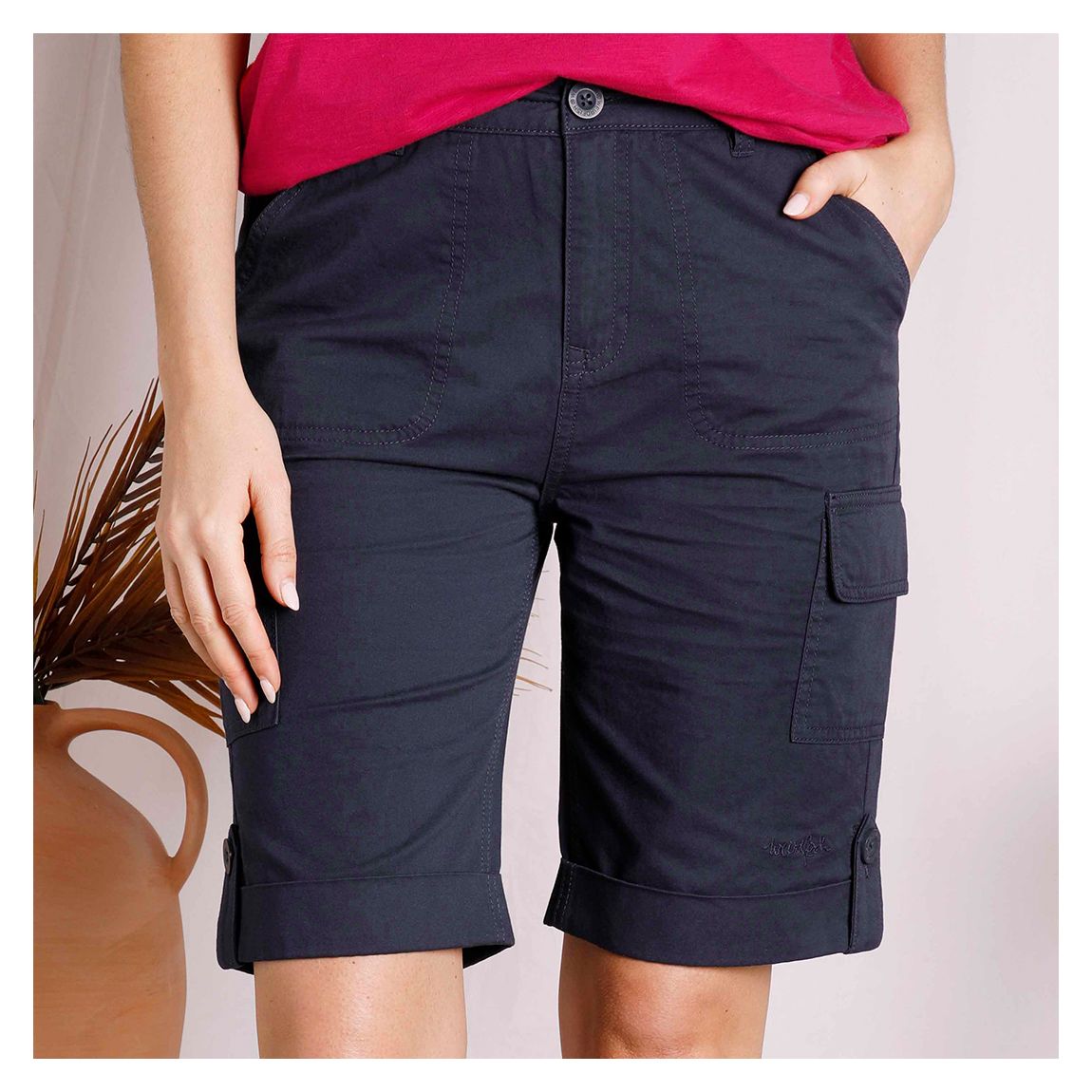 Navy Rhae Cargo Cotton Shorts main product photo