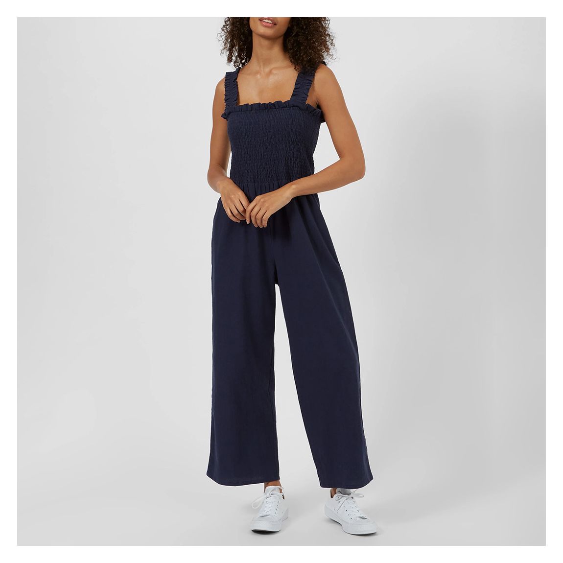 Navy Crinkle Cotton Jumpsuit main product photo