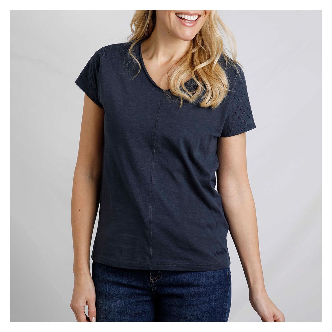 Navy Pernille Cutaway Cotton T-Shirt main product photo