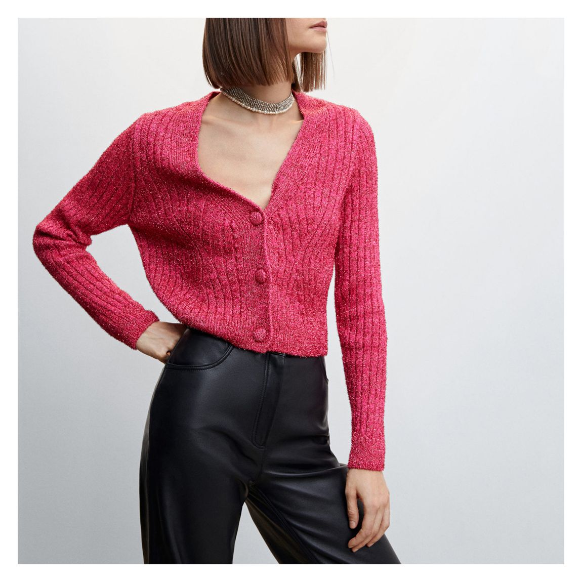 Pink Lurex Cardigan main product photo