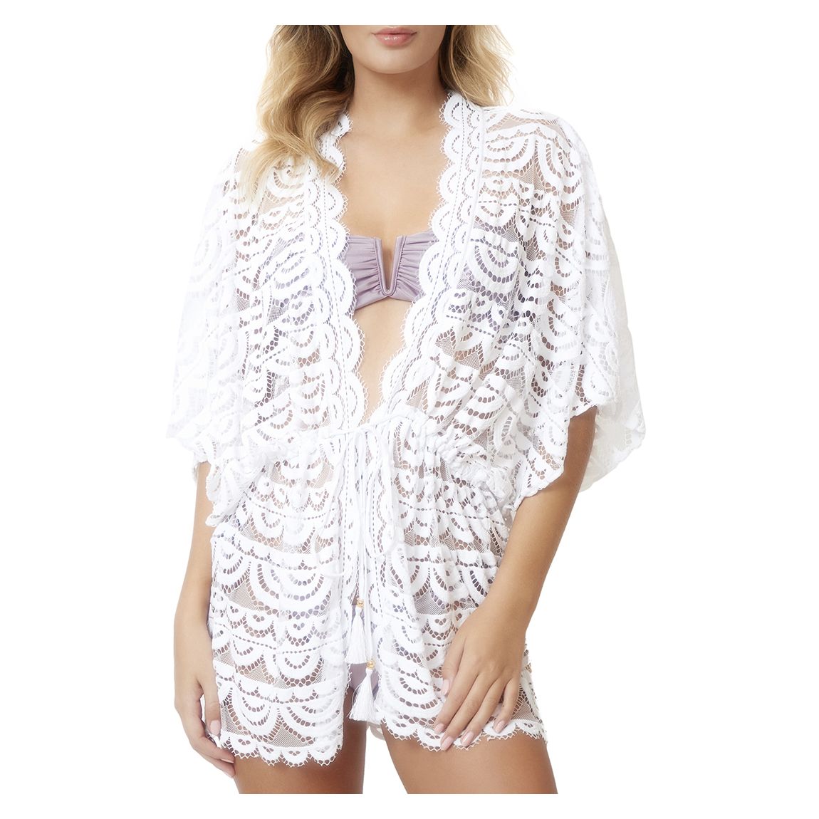 White Noah Lace Tie Kimono main product photo