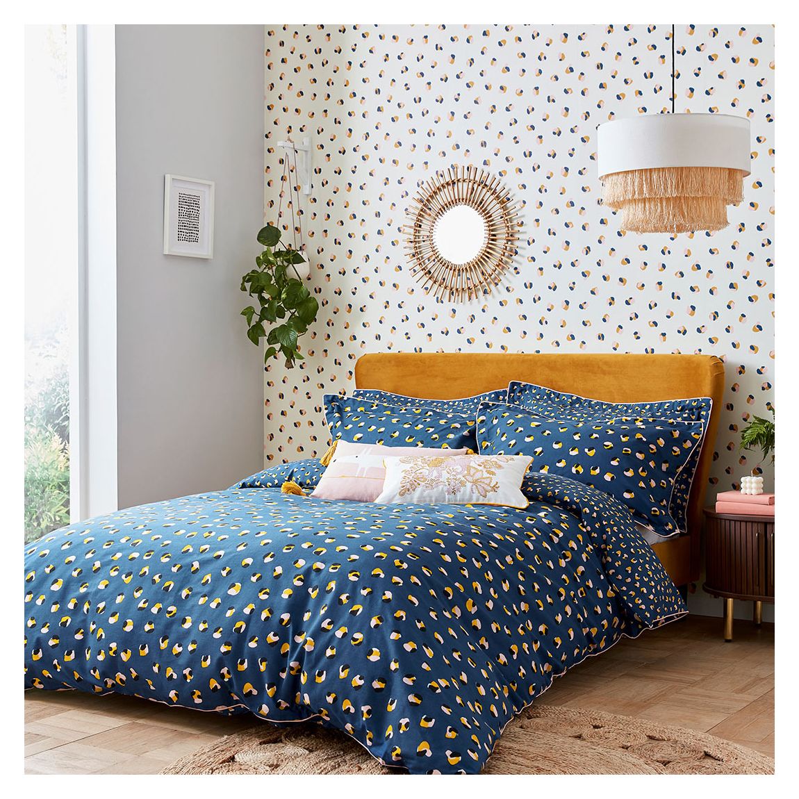Leopard Dots Double Duvet Cover Set, Denim & Milkshake main product photo